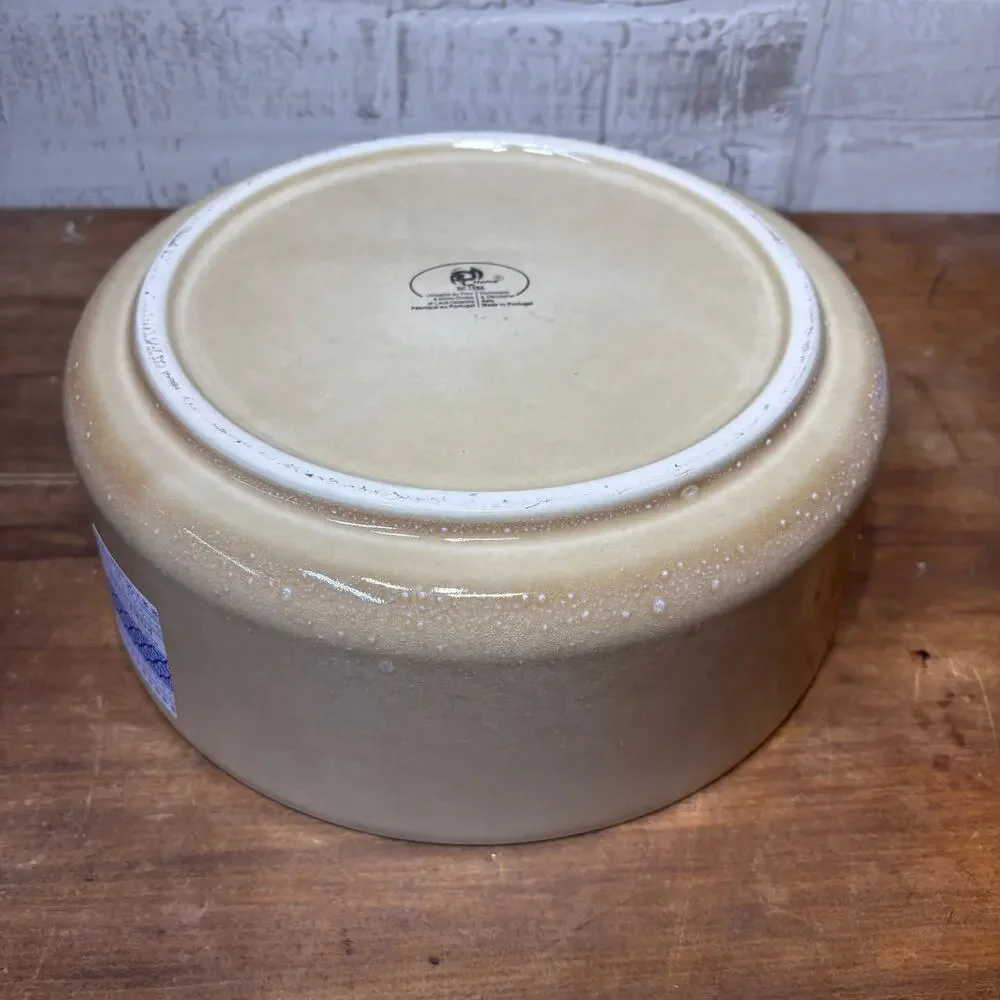 Large Beige P Home Stoneware Bowl Made in Portugal